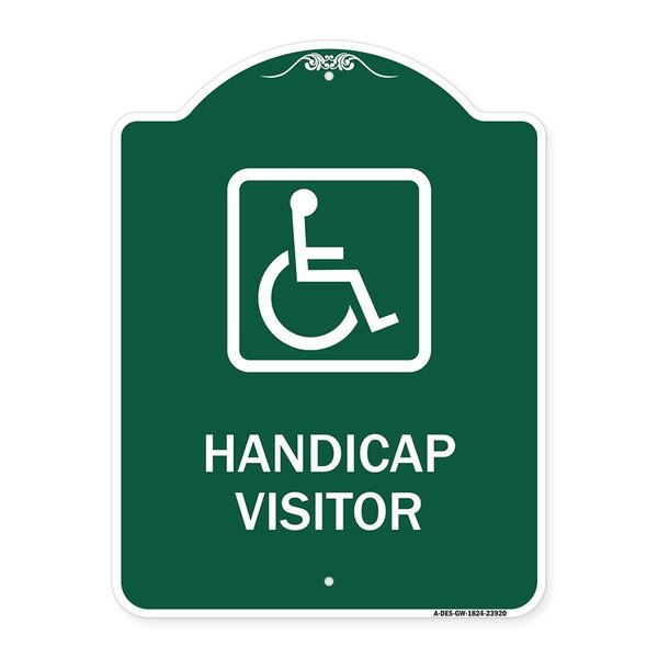 Signmission Handicap Visitor With Graphic, Green & White Aluminum Architectural Sign, 18" x 24", GW-1824-23920 A-DES-GW-1824-23920